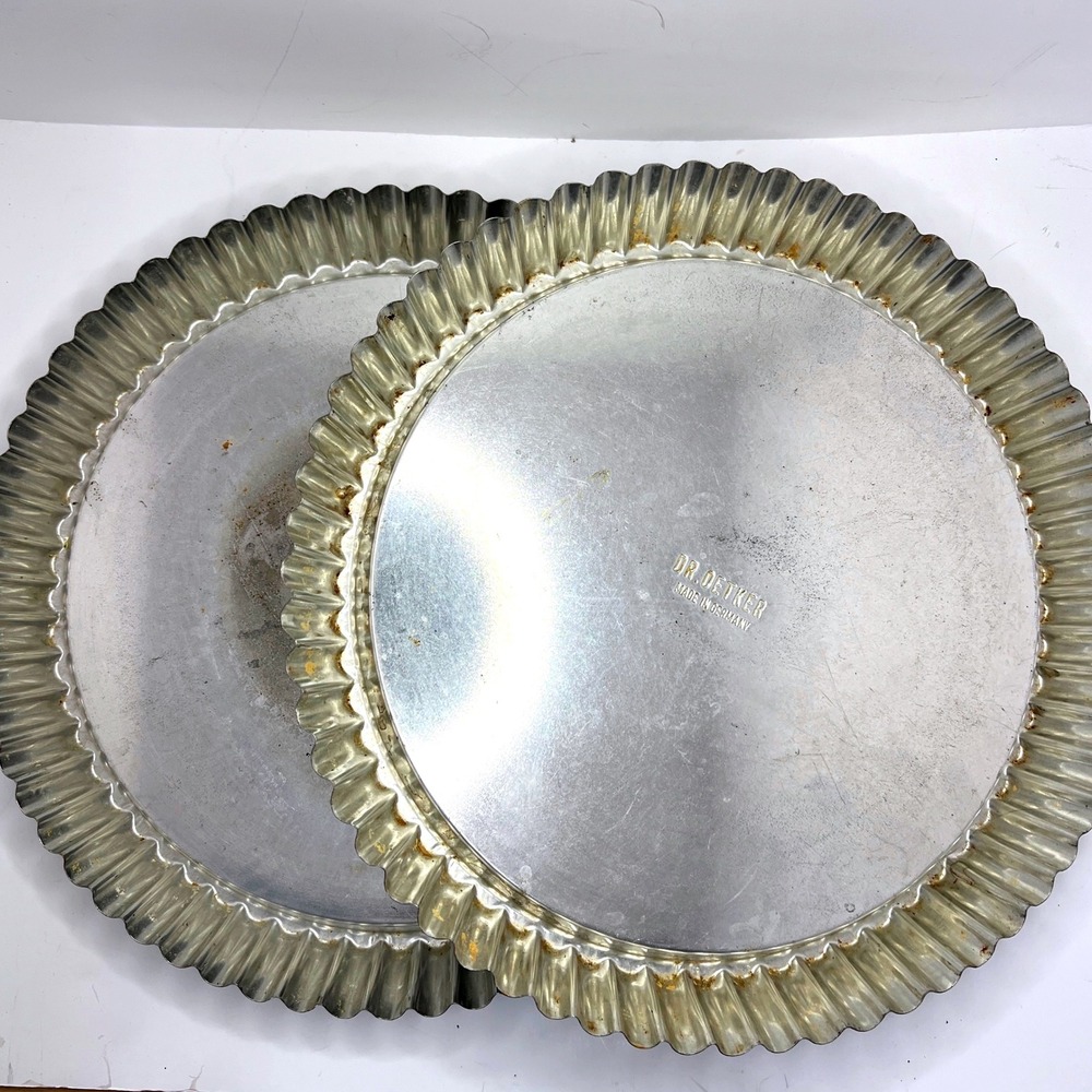 Dr. Oetker Vintage Fluted Tart Pan Set of 2 Made in Germany 10 In Metal Bakeware